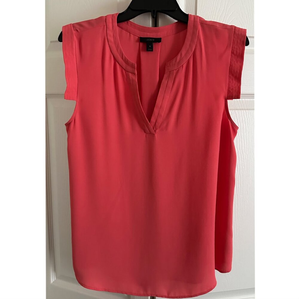 J. Crew Short Sleeve V-Neck Top, Size 10, Coral Color